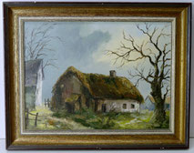 Josef Thoma, Eifel, Monschau, Öl auf Leinwand,1974, Bauernhaus, Winterstimmung , € 260,00