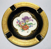 Großer Lindner Küps Aschenbecher, Echt Cobalt Blumenbouquet Ätzgold, Ø 20,0 cm, € 59,00