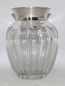 Kristall Vase 925 Sterling Silbermontur Schälschliff Gebr. Deyhle H. 18,0 cm, € 225,00