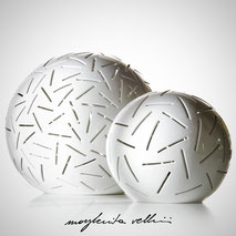 Lampade sfera da appoggio tagli FITTI Maiolica smalto bianco Margherita Vellini Ceramica Made in Italy Home Lighting Design 