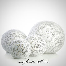Lampade sfera da appoggio tagli GINGER smalto bianco opaco Margherita Vellini Ceramica Made in Italy Home Lighting Design 
