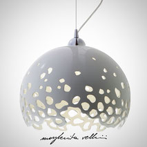 Lampada da sospensione tagli BLOB finitura Maiolica bianca . Margherita Vellini Ceramica Made in Italy Home Lighting Design