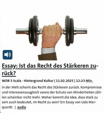 WDR5, Scala: Udo Marquardt über die Frage, ob das Recht des Stärkeren zurück ist