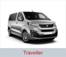 Rollstuhlgerechter Peugeot Traveller in der Farbe silber.