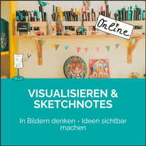 Link als Bild: Webinar, Online-Training, Workshop, Sketchnotes, Visualisieren, Visualisierungstraining, kreatives Visualisieren, Visualisieren Flipchart, Gestaltung Flipchart, Live-Online-Training, Claudia Karrasch, Seminar, Training, Bonn, Bundesweit 