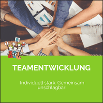 Link als Bild zu den Trainings und Workshops zu Teamentwicklung, Teamtraining, Change Management Training, Konflikttraining für Teams, Design Thinking Workshop, Agile Teams Slogan: Individuell stark, Gemeinsam unschlagbar, Claudia Karrasch, Bonn