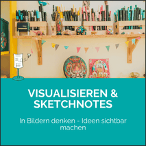Link als Bild zu Visualisierungstraining: Workshops für Flipchart-Gestaltung, Sketchnotes, digitales Visualisieren, visualisieren in Meetings, Trainings und Workshops, Slogan: in Bildern denken, Ideen sichtbar machen, Claudia Karrasch, Bonn, Bundesweit