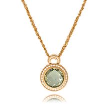 Collier mit Anhänger in Rotgold, gefasst mit einem Prasolith und Brillanten, aus der Fatima Kollektion der Goldschmiede OBSESSION Zürich und Wetzikon