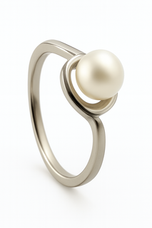 Edelstahl Ring RH450 mit Süßwasserperle und offenem Design