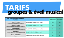 Horaires & Tarif Chorale & Groupes Musicaux