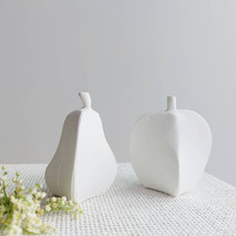 Keramik Apfel, Keramik Birne, Porzellan, 2-teiliges Set