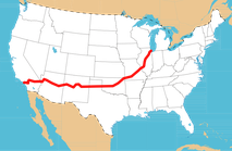 Karte der Route 66 von Chicago bis Los Angeles