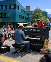 Vom 29. Mai bis 6. Juni steht täglich von 8 bis ca. 21.30 Uhr ein Street Piano auf dem BEKB-Vorplatz in Spiez.