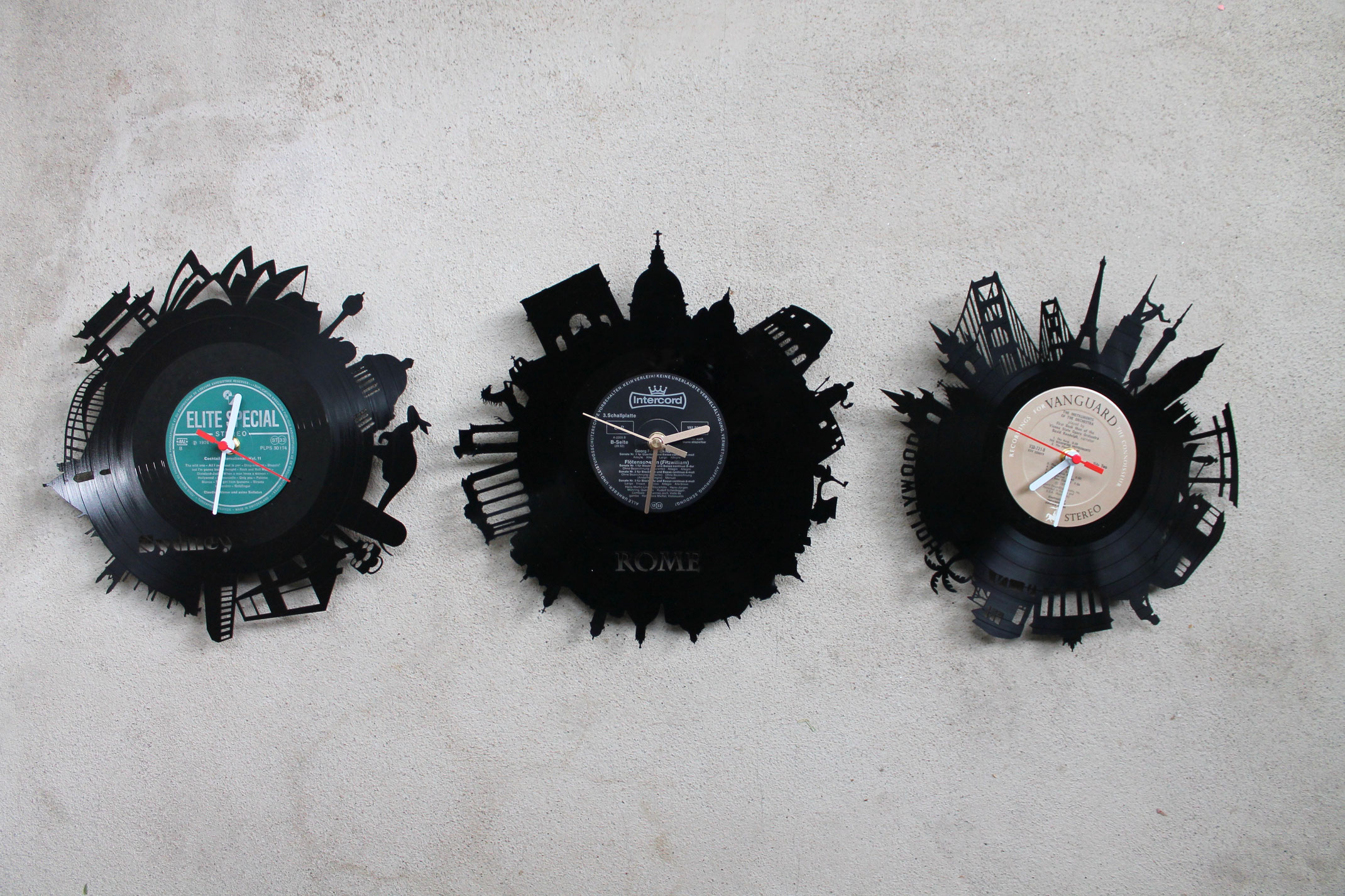 IMIKEYA Uhrwerk Im Schallplatten-Design | DIY Wanduhr Bewegungsset | Silberfarbene Vinyl-Uhrzeiger