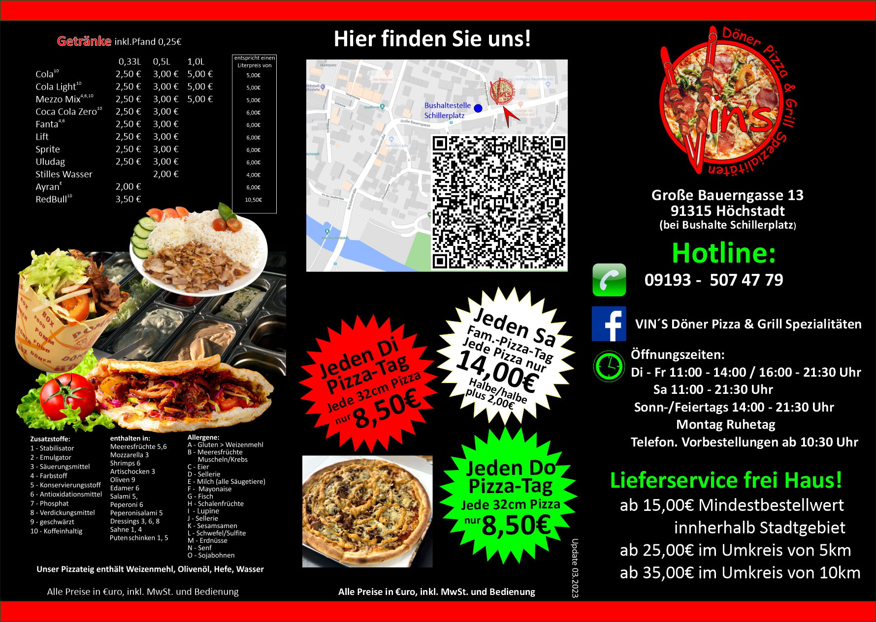 Speisekarte Vins Doener Hauss Webseite