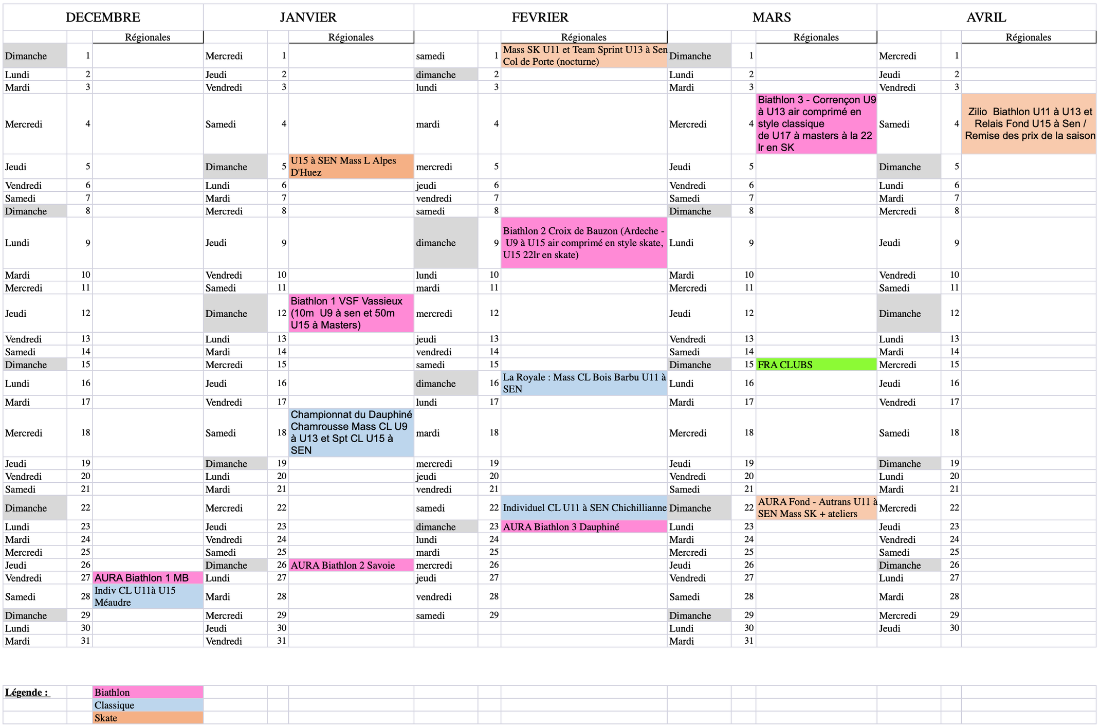CALENDRIERS 2022-2023 - Site de skiamicalmeaudre