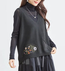 フラワー刺繍 ニットベスト フォーユー価格　1,980円（税込）   