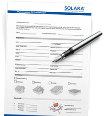Planning sheets SOLARA solar power plants