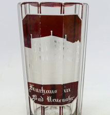 Badebecher Kristall Glas Kurhaus in Bad Neuenahr rot lasiert H. 11,5 cm 230 ml, € 150,00