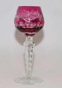 Kristall Likörglas, rosa überfangen, Trauben, Palmettenschliff, 13,4 cm, € 30,00