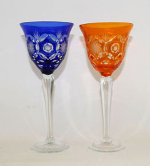 2x Weinglas, Römer, Ilmenau, blau & orange überfangen,Schleuderstern,H 20,7 cm, € 75,00