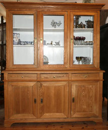 Großer 6-Türiger Aufsatzschrank 1880 Vitrine Esche restauriert H. 215 B. 181 cm, € 2600,00