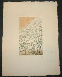 Paul Eliasberg Farb Radierung 1977 E.A. Insel Samothraki Motiv 18 x 11 cm, € 390,00