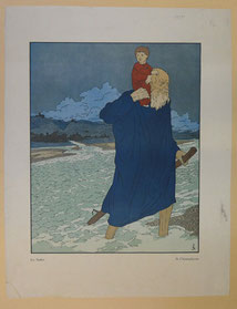 Joseph Sattler Jugendstil Farblithographi Christipherus, Plakat 37 x 30 cm, € 450,00