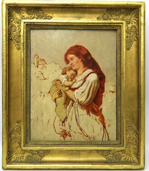 Mutter mit Kind, Öl auf Holz, Studie, Italien Mitte 19. Jhd. 30,0 cm x 22,5 cm, € 600,00
