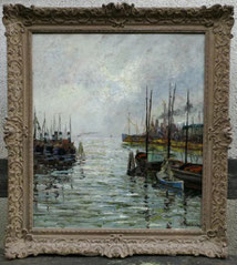 Großes Maritimes Ölgemälde Segelschiffe im Hafen an offener See ca. 99 x 88 cm, € 825,00