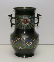 Bronze Vase, Japan, Meiji-Periode, Emaill Dekor, Champlevé Vase, 27,0 cm, €  475,00