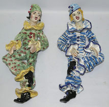 Ein Paar Wall-Clowns Guiseppe Mazzotti Keramik expressive Gestaltung H. 38,0 cm, € 630,00