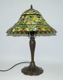 Tischlampe im Tiffany-Stil, durchgefärbtes Glas, Jugendstil, Blumen, 56,5 cm, € 249,00