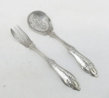 Kleines,2-Teiliges Vorlegebesteck, 833er Silber, Niederlande, 1882, 61,0 g