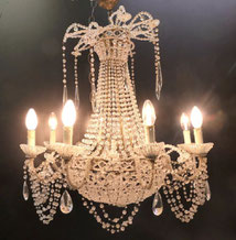 Großer Kristall Lüster Perlenbehang geschliffen Glas 10-Flammig H.80 cm Ø 65 cm, € 1100,00