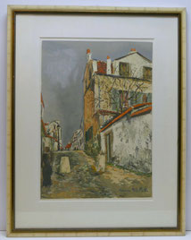 Maurice Utrillo, Lithographie, französische Kleinstadt bei Paris,Impressionismus , € 560,00