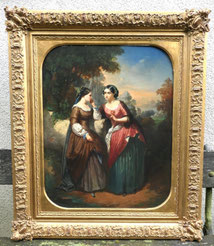 Ölgemälde "Zwei Frauen im Park" L. J. Taymans 1859 Öl auf Eiche 71 x 56 cm € 2200,00