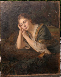 "Frau im Walde" Öl auf Leinwand im Stil von J.-B. Greuze, Frankreich 91 x 73 cm, € 2200,00