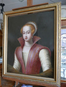 Portrait englische Lady, Spanish hood, Perlen, schmuck um 1700 € 3550,00