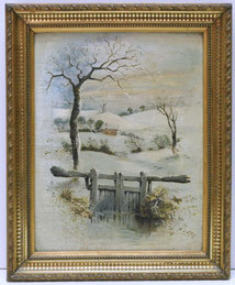 Marguerite Glooley, Schneelandschaft, Öl auf Leinwand, Goldener Rahmen, , € 220,00