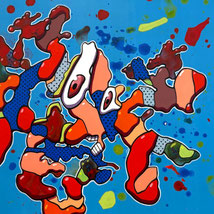 yuji Deno「Denoxtutaju」27x27cm,Acrylic paint on paper