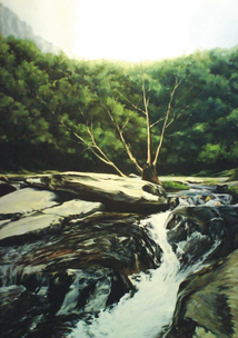 Árbol seco en el río. Óleo sobre lienzo. (81*54 cm).