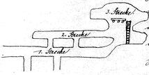 Eine vom Obersteiger Richter gezeichnete Skizze illustriert die Situation im Jahr 1867 (Bergarchiv Freiberg 40024/12/15/1)