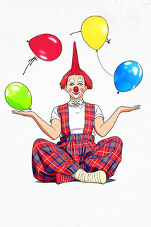 Clownin Popolina jongliert auf deiner Kindergeburtstagsparty 