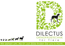 Dilectus Tierorthopädie, Hundebandagen, Hundeorthesen, Hundeprothesen, Katzenbandagen, Katzenorthesen, 3D-Orthesen, Hunderolli, Hunderollstuhl, WalkinWheels, Leihhunderolli, Tragehilfe, Schutzsocken, 