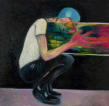 JuliaSchmalzl: ohne Titel, 2017, Öl und Lack auf Leinwand, 150 x 150 cm