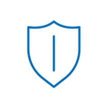 Icon von einem blauen Schild.