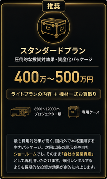 ※機材一式お買取りプラン 長期的な投資対効果が劇的に向上します。