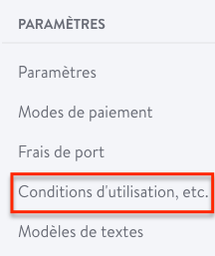 Conditions d'utilisation pour une e-boutique Jimdo
