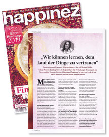 Interview mit Melanie Lüdtke im Thema "Sorgen loslassen" in der Zeitschrift happinez, Nr. 1/2019